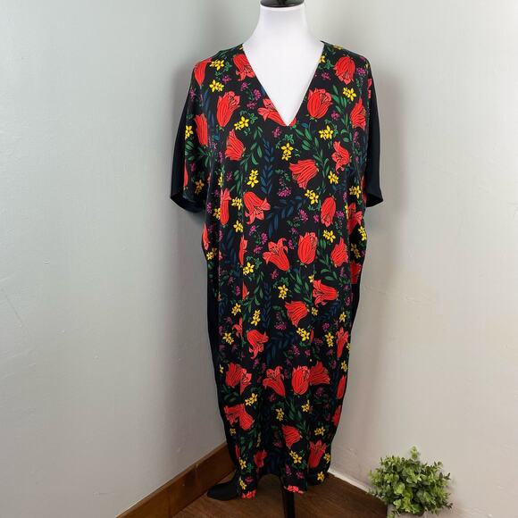 Escada Dafleur Floral Tunic Shift Dress in Black - Picture 1 of 10